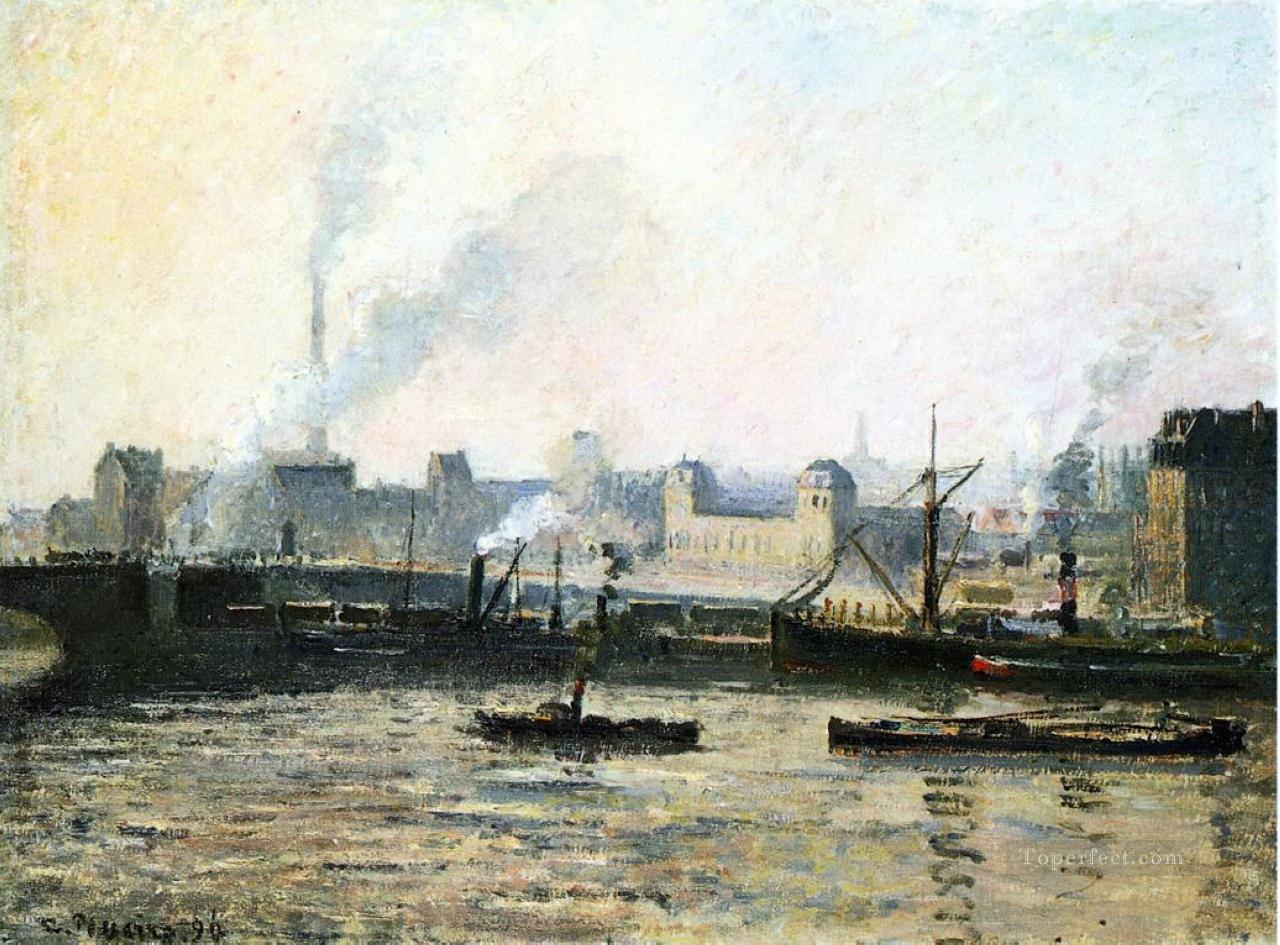 ルーアンの霧のサン・セヴァー橋 1896年 カミーユ・ピサロ油絵